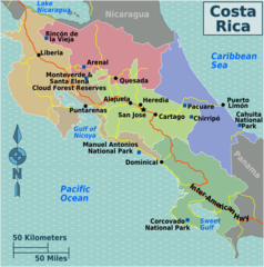 Costa Rica Regions Map