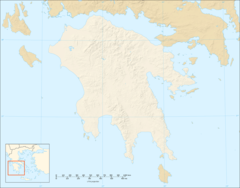 Peloponnese Map Shaded Relief Blank