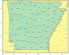 Counties Location Map of Arkansas