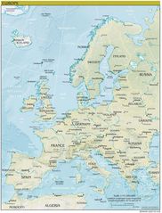 Europe Continent Physical Map