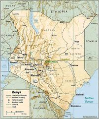 Kenya Relief Map Towns