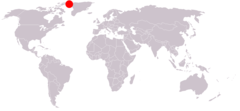 Location of Hans Island, Green Land Canada