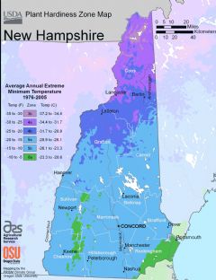 New Hampshire Plant Hardiness Zone Map