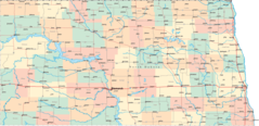 North Dakota Map Counties And Cities