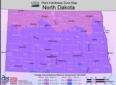 North Dakota Plant Hardiness Zone Map