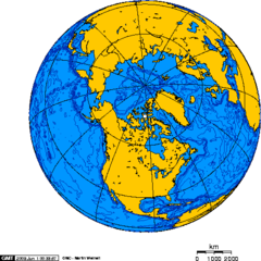 Orthographic Projection Centred Over Resolute Bay, Nunavut, Canada