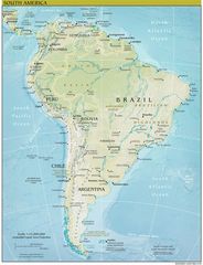 South America Continent Physical Map