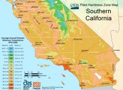 South California Plant Hardiness Zone Map