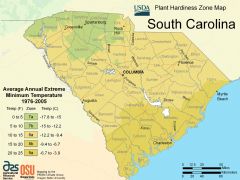 South Carolina Plant Hardiness Zone Map