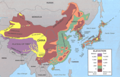 Topography Map of China