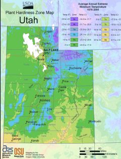 Utah Plant Hardiness Zone Map