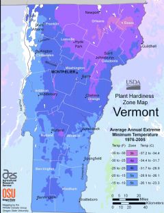 Vermont Plant Hardiness Zone Map