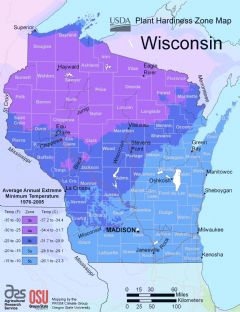 Wisconsin Plant Hardiness Zone Map