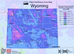 Wyoming Plant Hardiness Zone Map