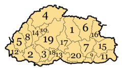 Bhutan Divisions Numbered