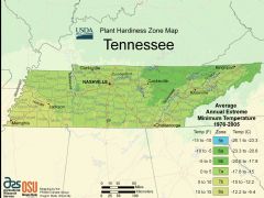 Tennessee Plant Hardiness Zone Map